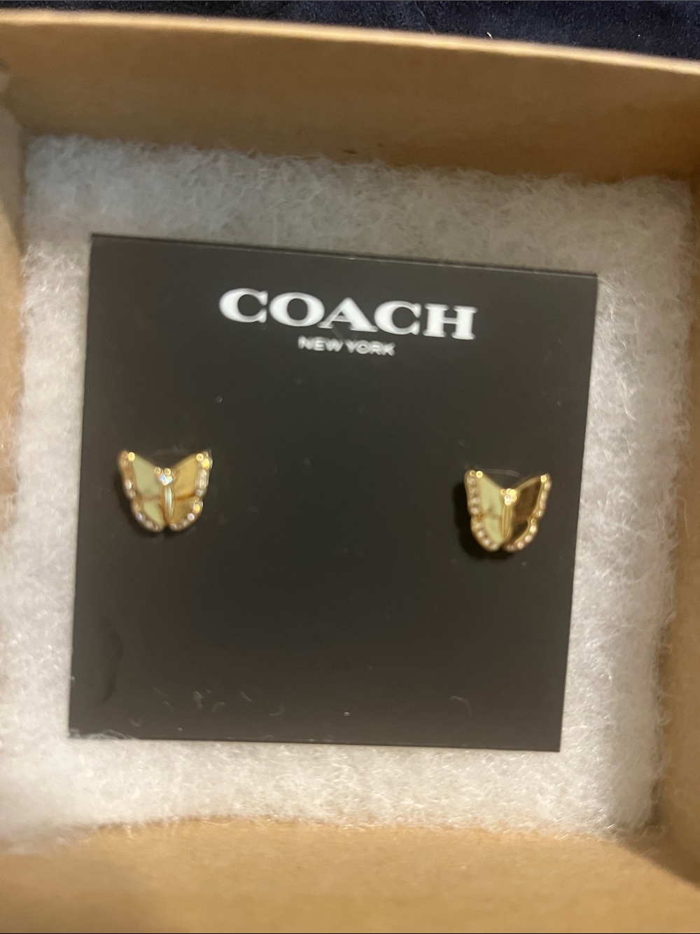 Coach Gold-Tone Butterfly Stud Earrings